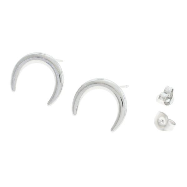 Crescent Moon Stainless Steel Earring Studs - 14mm - 2 Pieces 1 Pair - Z1214