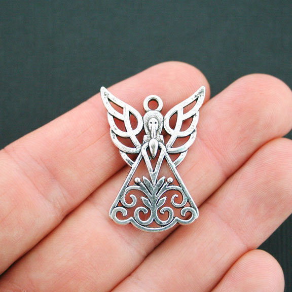 4 Angel Antique Silver Tone Charms - SC4977