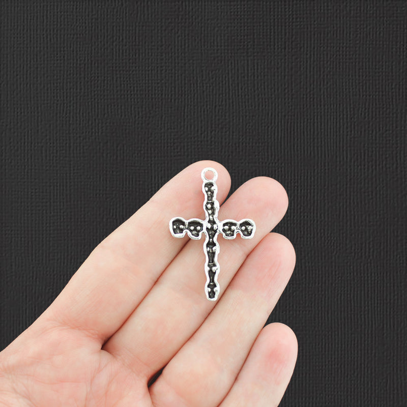 10 Skull Cross Antique Silver Charms - SC8009