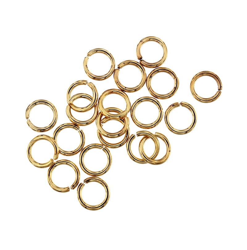 Gold Stainless Steel Jump Rings 9mm - Open 15 Gauge - 25 Rings - J152