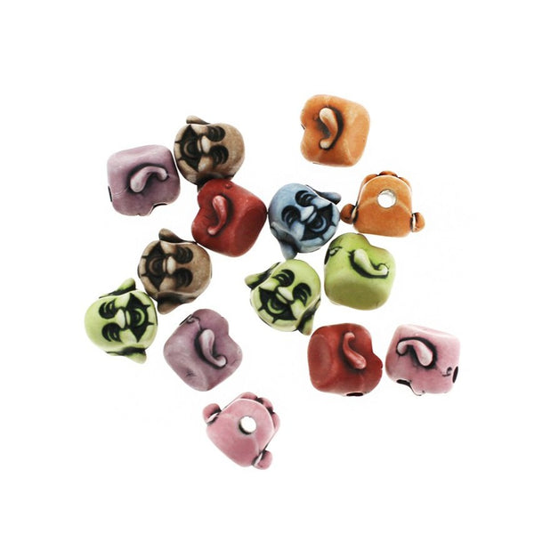 VENTE Bouddha perles acryliques 12,5 mm x 14,5 mm - couleurs arc-en-ciel assorties - 20 perles - BD1048