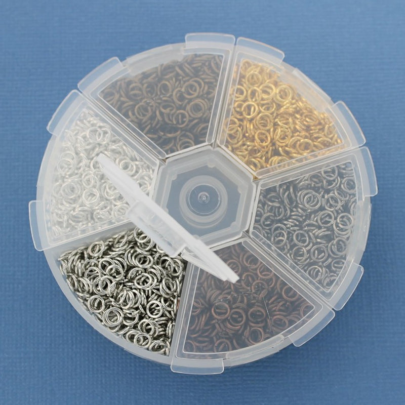 4mm Jump Rings with Six Assorted Finishes in Handy Storage Box - STARTER8