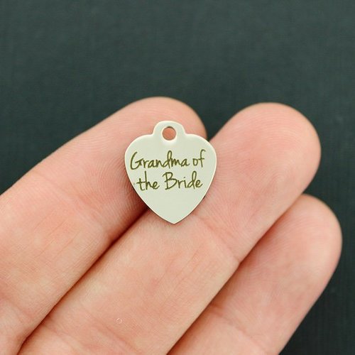 Grandma of the Bride Stainless Steel Small Heart Charms - BFS012-3576