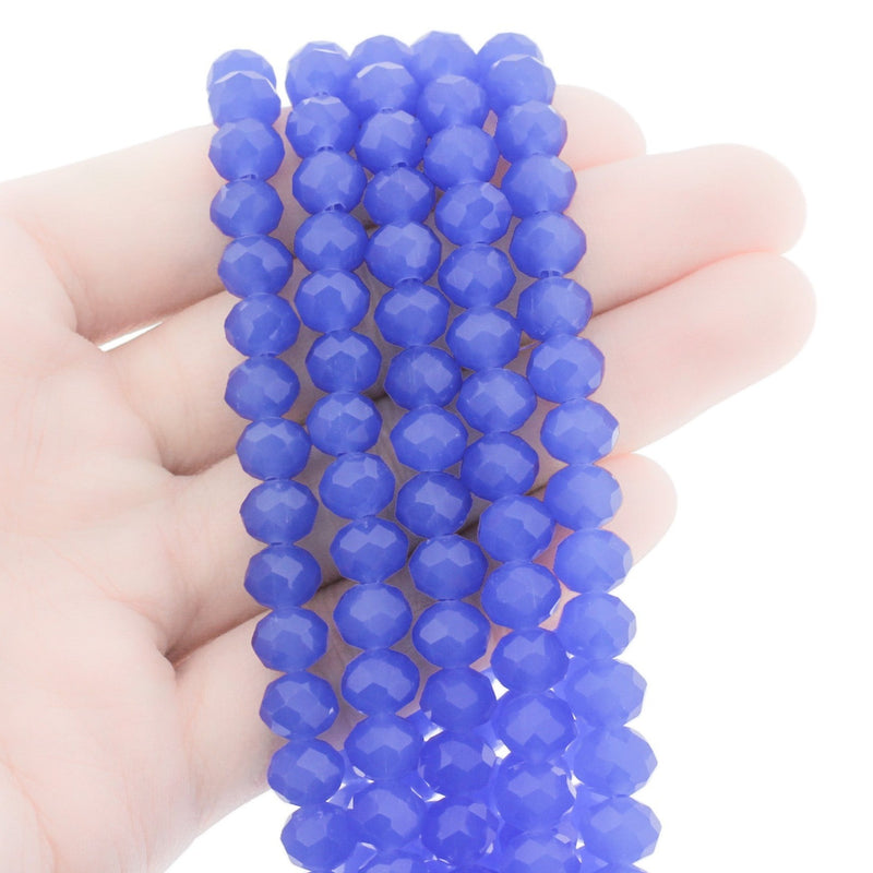 Perles de Verre à Facettes 8mm x 6mm - Bleu Royal - 1 Rang 70 Perles - BD1257