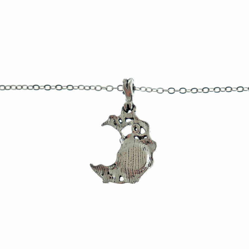 Colliers Chaîne Câble 17.72" Avec Pendentif Imitation Pierre de Lune Croissant de Lune - 5 Colliers - Z204