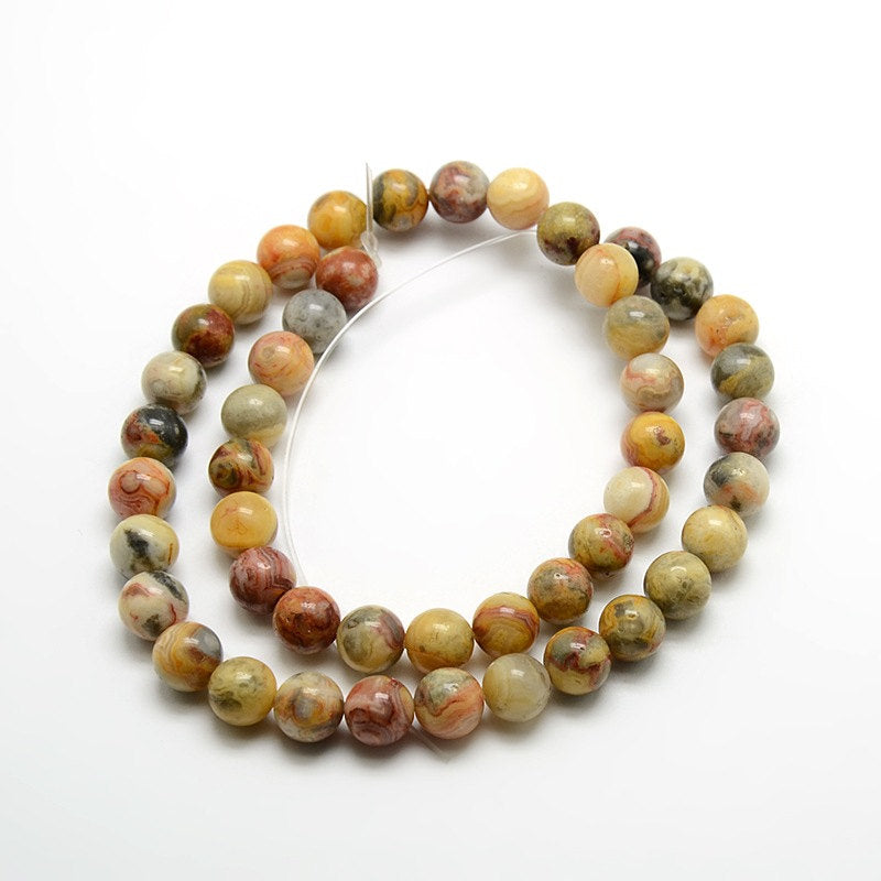 Round Agate Beads 8mm - Earth Tones - 1 Strand 47 Beads - BD586