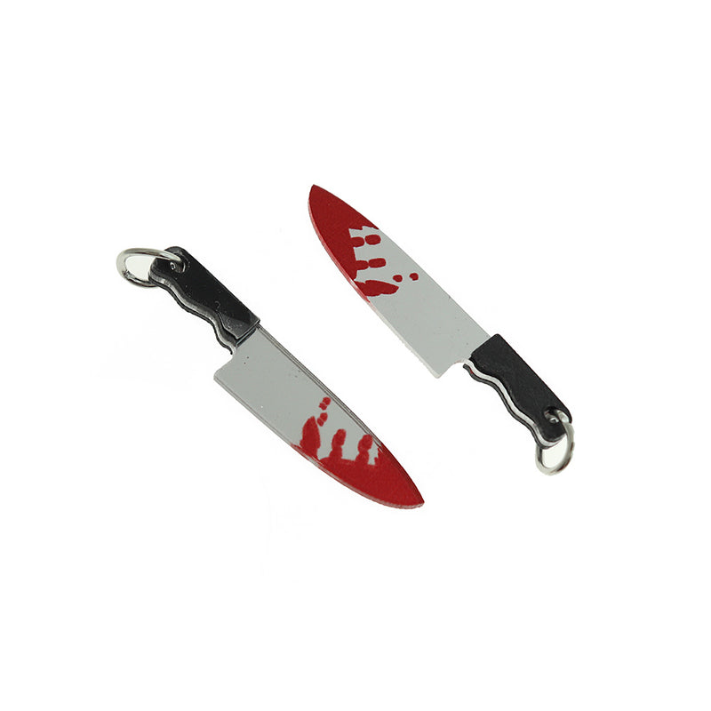 2 Horror Bloody Knife Acrylic Charm 2 Sided - K570
