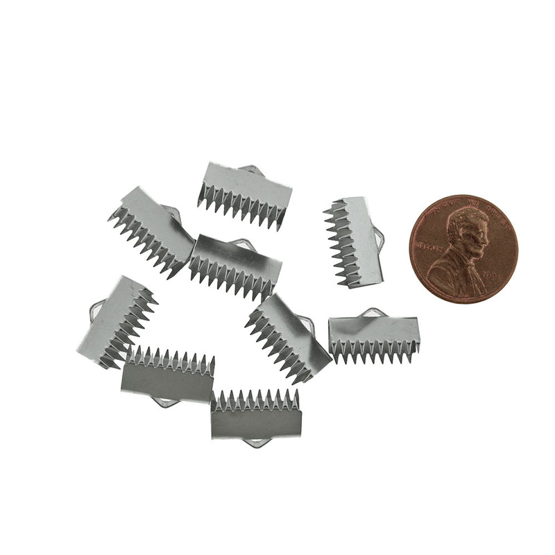 Stainless Steel Ribbon Ends - 15mm x 9mm - 10 Pieces - FD904