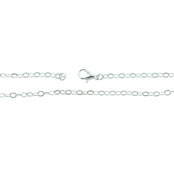 Silver Tone Brass Cable Chain Necklace 32"- 3mm - 10 Necklaces - N609