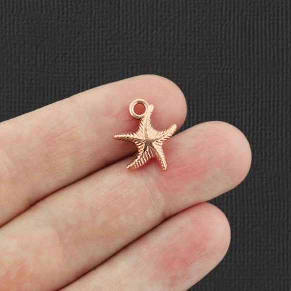 12 Starfish Rose Gold Tone Charms 2 Sided - GC217