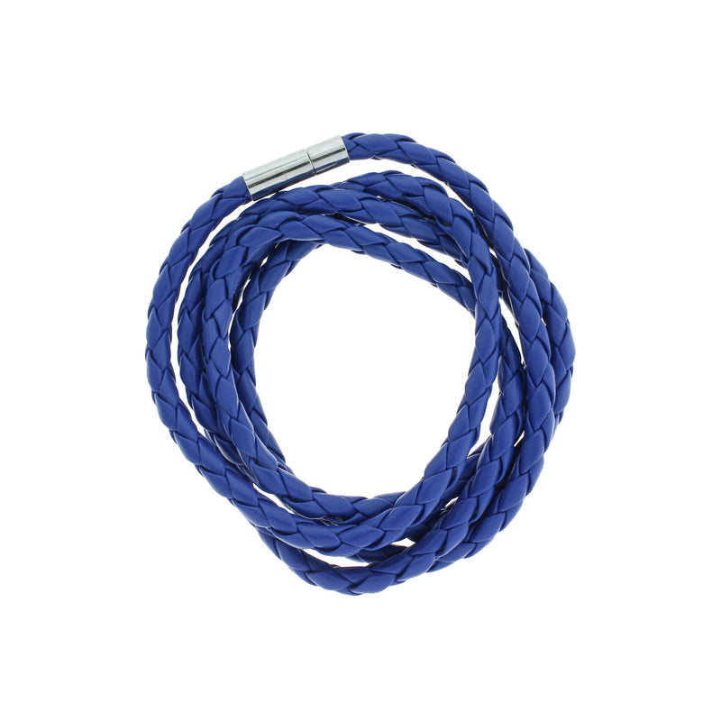 Bracelet Wrap Simili Cuir Bleu 40.1" - 4mm - 1 Bracelet - N781