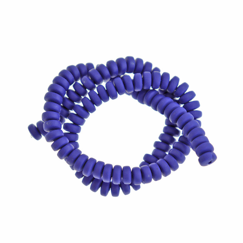 Abacus Perles en Pâte Polymère 4mm x 7mm - Bleu Foncé - 1 Rang 110 Perles - BD1039