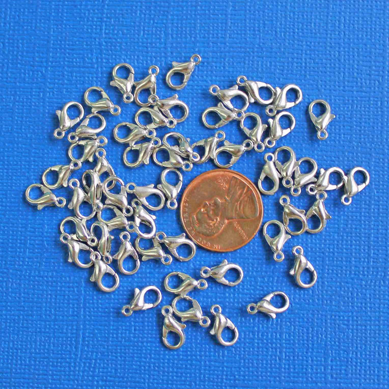 Fermoirs mousqueton argentés 10 mm x 6 mm - 10 fermoirs - FD467