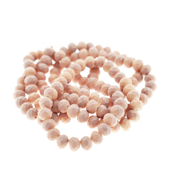 Faceted Glass Beads 8mm - Light Brown - 1 Strand 140 Beads - BD480