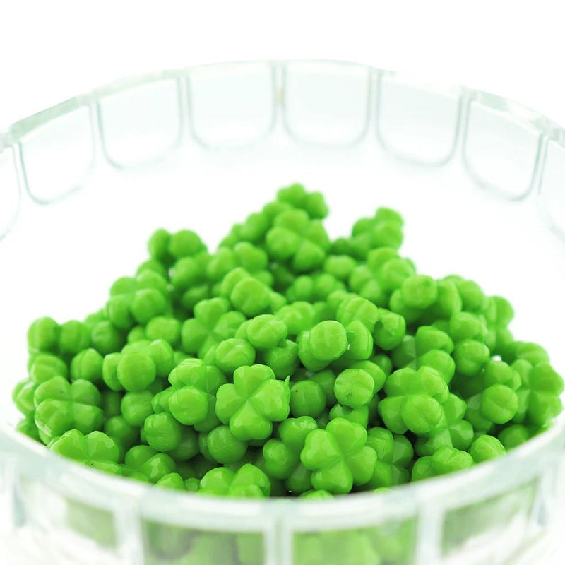 Clover Acrylic Beads 12mm - Lime Green - 10 Beads - BD1918