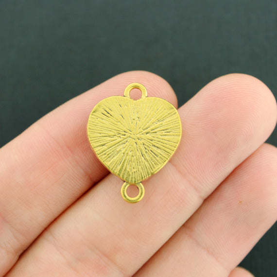 4 Mermaid Scale Heart Connector Antique Gold Tone Resin Cabochon Charms - Z762