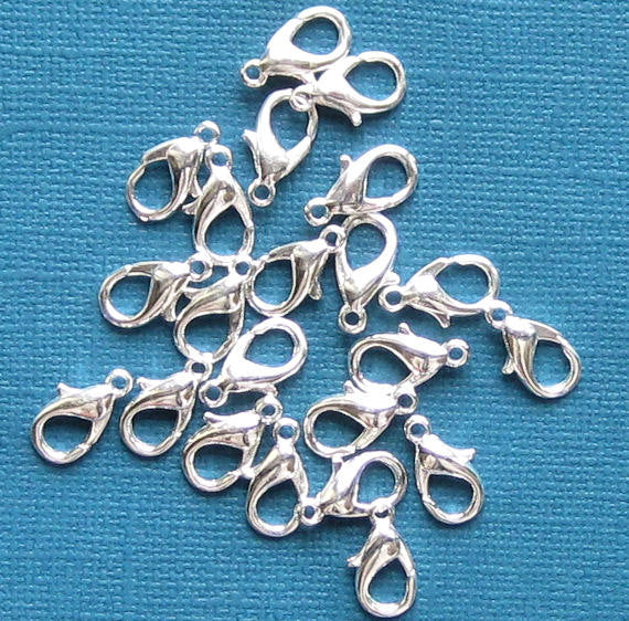 Silver Tone Lobster Clasps 12mm x 7mm - 10 Clasps - FF212