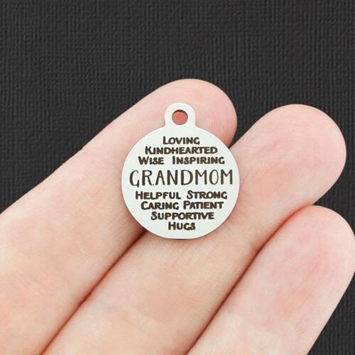 Grandmom Word Collage Stainless Steel Charms - BFS001-3651