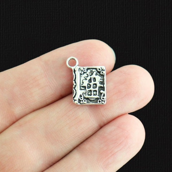 BULK 30 Book Antique Silver Tone Charms 2 Sided - SC962