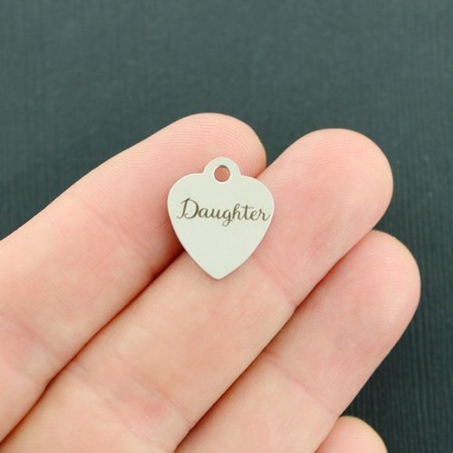 Daughter Stainless Steel Small Heart Charms - BFS012-3665