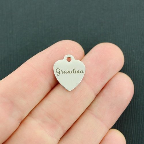 Grandma Stainless Steel Small Heart Charms - BFS012-3669
