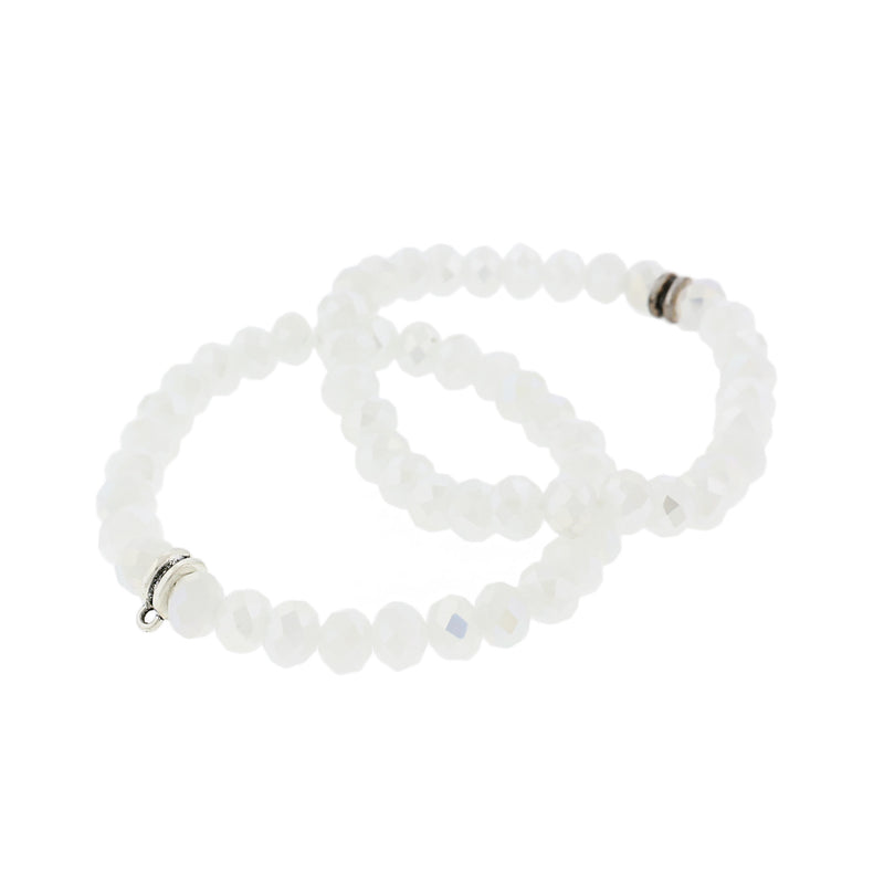 Bracelet en perles de verre à facettes 63 mm - Bélière argentée antique - 1 bracelet - BB168