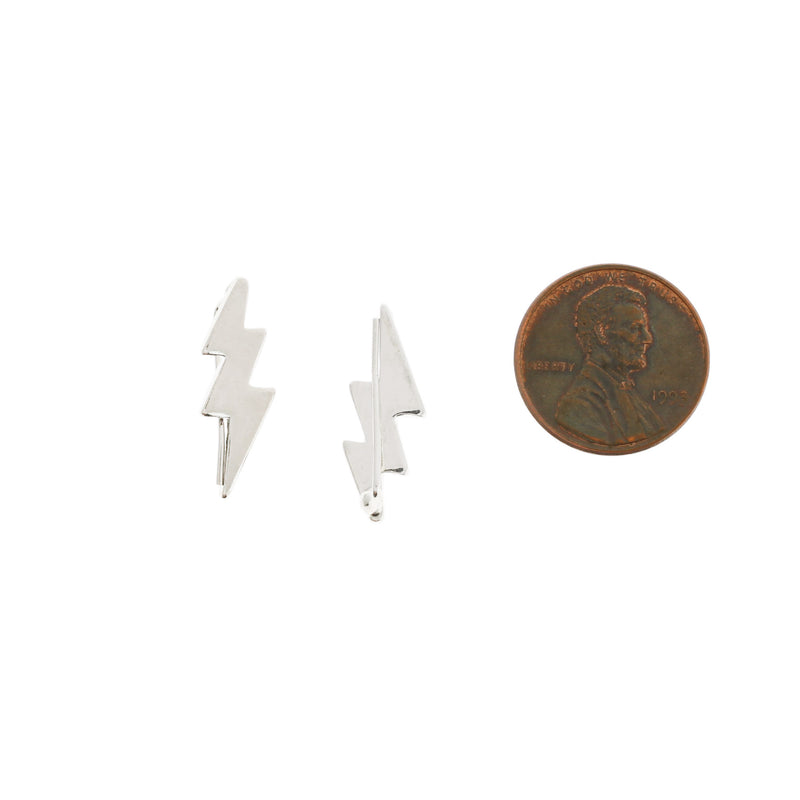 Silver Tone Climber Earrings - Lightning Bolt - 22mm x 8mm - 2 Pieces 1 Pair - Z1054