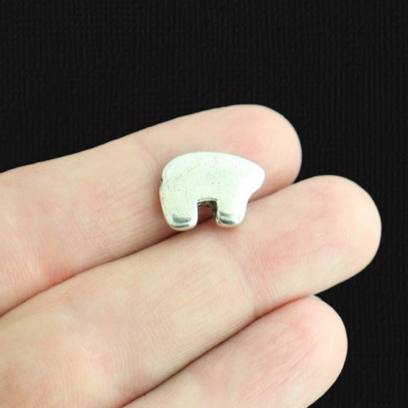 Bear Spacer Beads 15mm x 12mm - Silver Tone - 4 Beads - SC2139