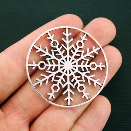 2 breloques de ton argent antique flocon de neige 2 faces - SC6178