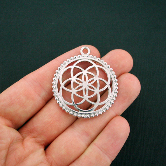 4 Seed of Life Antique Silver Tone Charms - SC5938