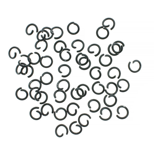 Black Enamel Plated Jump Rings 8mm x 1.2mm - Open 16 Gauge - 250 Rings - J044