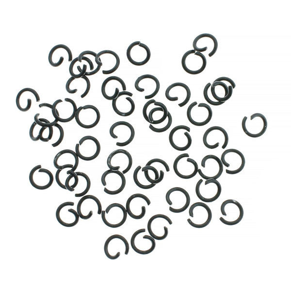 Black Enamel Plated Jump Rings 8mm x 1.2mm - Open 16 Gauge - 50 Rings - J044