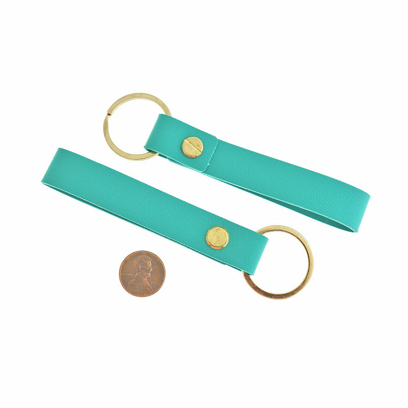 Porte-clés Lanyard Imitation Cuir Bleu - 30mm - 1 Pièce - FD479