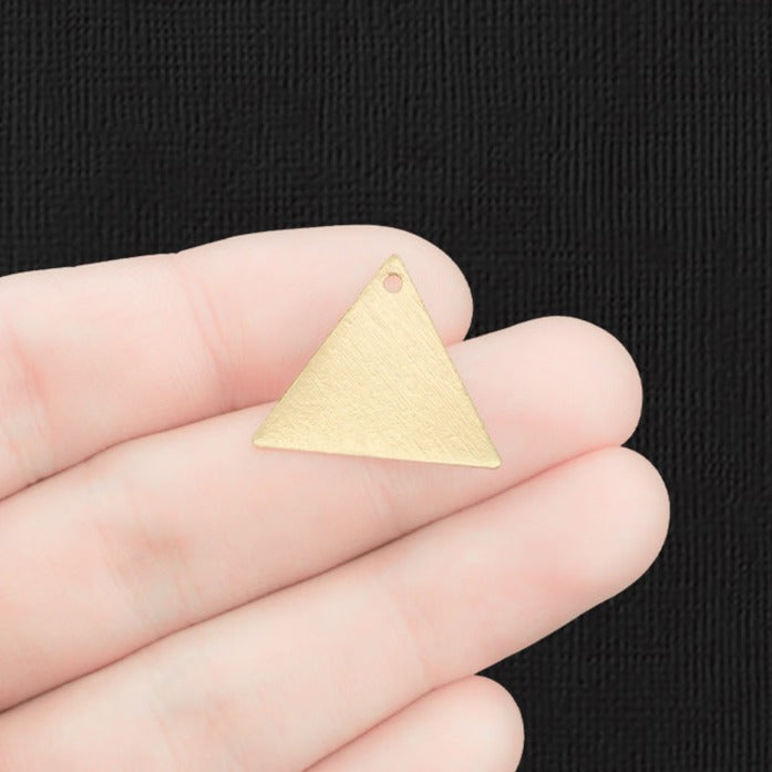 2 Geometric Triangle Gold Tone Enamel Charms - E1359