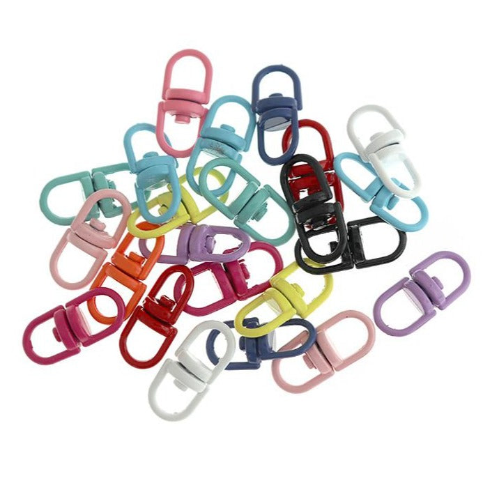 Rainbow Enamel Swivel Key Ring Connectors - 19mm - 10 Pieces - FD860
