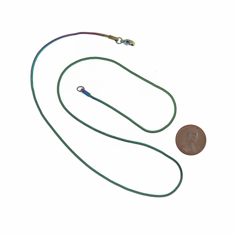 Collier chaîne serpent en acier inoxydable plaqué arc-en-ciel 19" - 1,5 mm - 1 collier - N815
