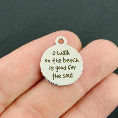 Beach Stainless Steel Charms - A walk on the beach is good for the soul - BFS001-3765