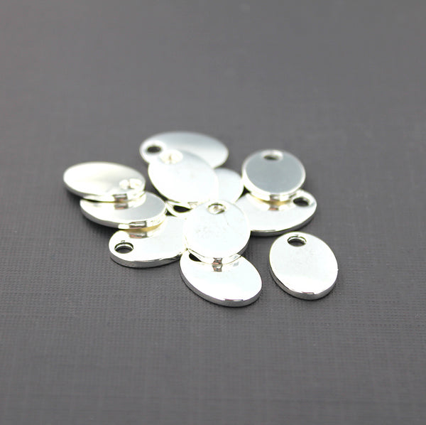 Oval Stamping Blanks - Silver Tone Stainless Steel - 17mm x 12mm - 20 Tags - FD745