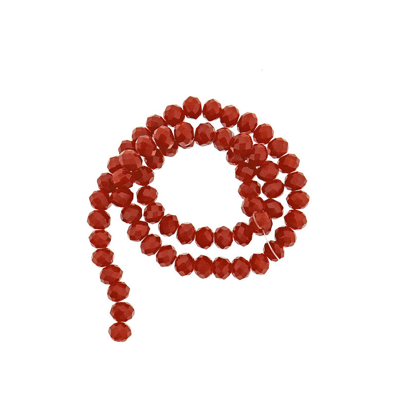 Perles de Verre à Facettes 6mm x 4mm - Rouge Rubis - 1 Rang 95 Perles - BD074