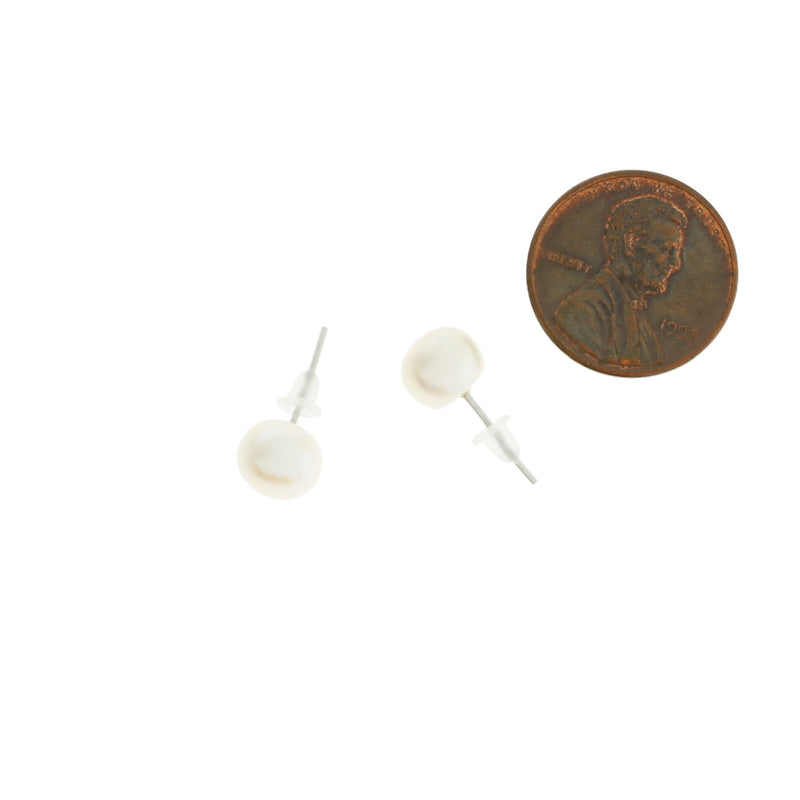 Clous d'oreilles en perles naturelles - 8 mm - 2 pièces 1 paire - Z1233