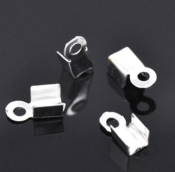 Silver Tone Cord Ends - 9mm x 4mm - 500 Pieces - FD041