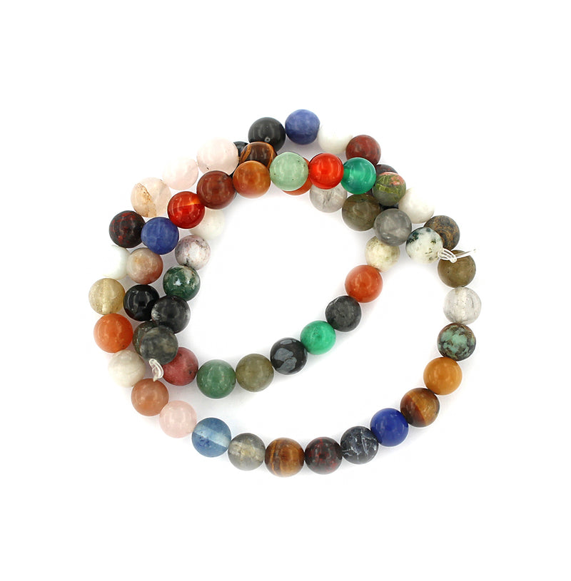 Round Natural Gemstone Beads 6mm - Assorted - 1 Strand 63 Beads - BD1344