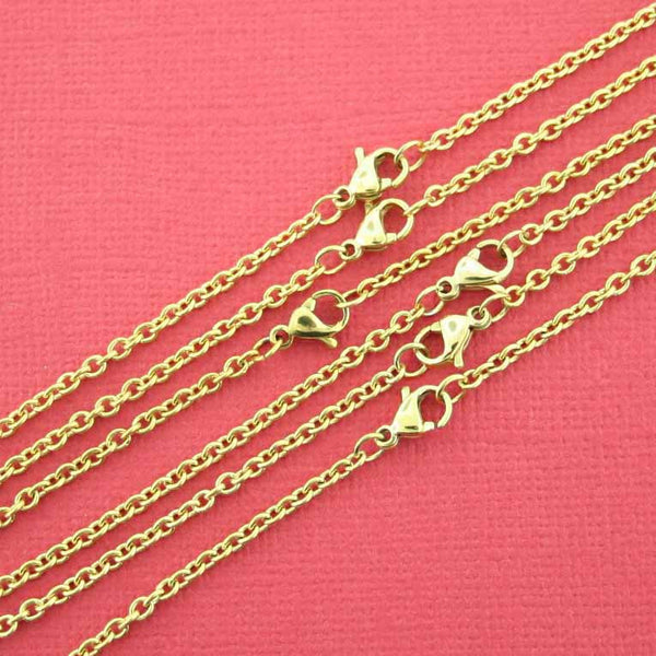 Gold Stainless Steel Cable Chain Necklace 20" - 2mm - 1 Necklace - N098
