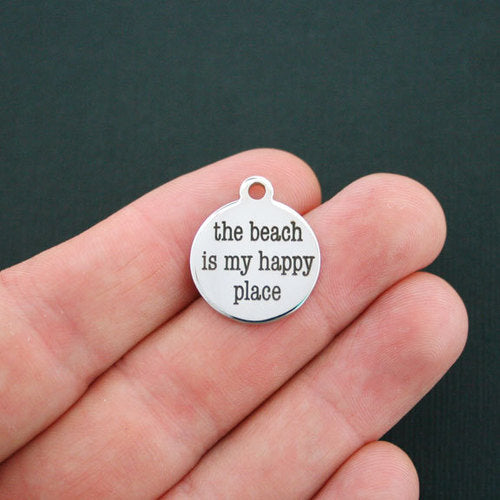 The Beach Stainless Steel Charms - is my happy place - BFS001-0382