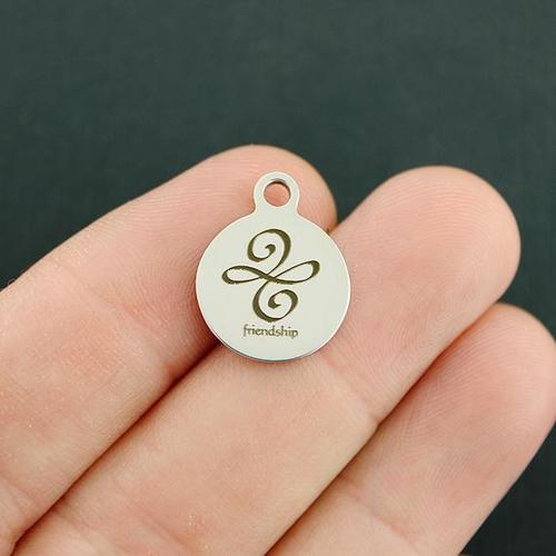 Friendship Stainless Steel Small Round Charms - BFS002-3832
