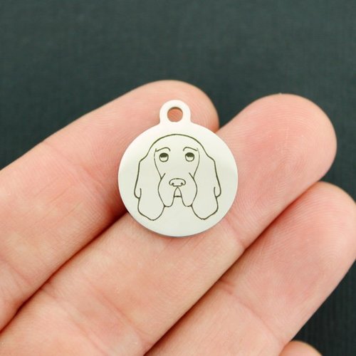 Basset Hound Stainless Steel Charms - BFS001-3842