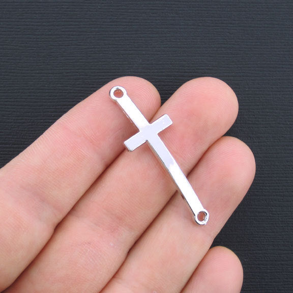 6 Cross Connector Antique Silver Tone Charms - SC3242