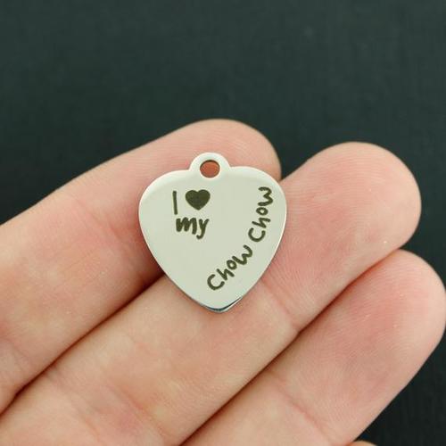 Chow Chow Stainless Steel Charms - I love my - BFS011-3897