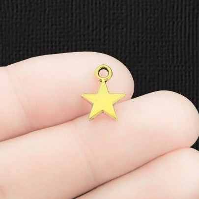 16 Star Antique Gold Tone Charms 2 Sided- GC046