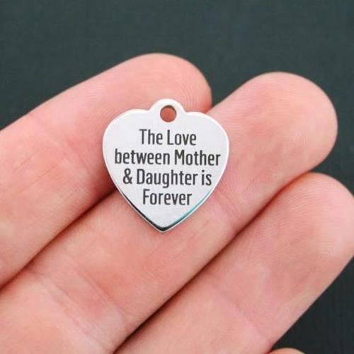 Mother Daughter Stainless Steel Charms  - The love between is forever - BFS011-0389